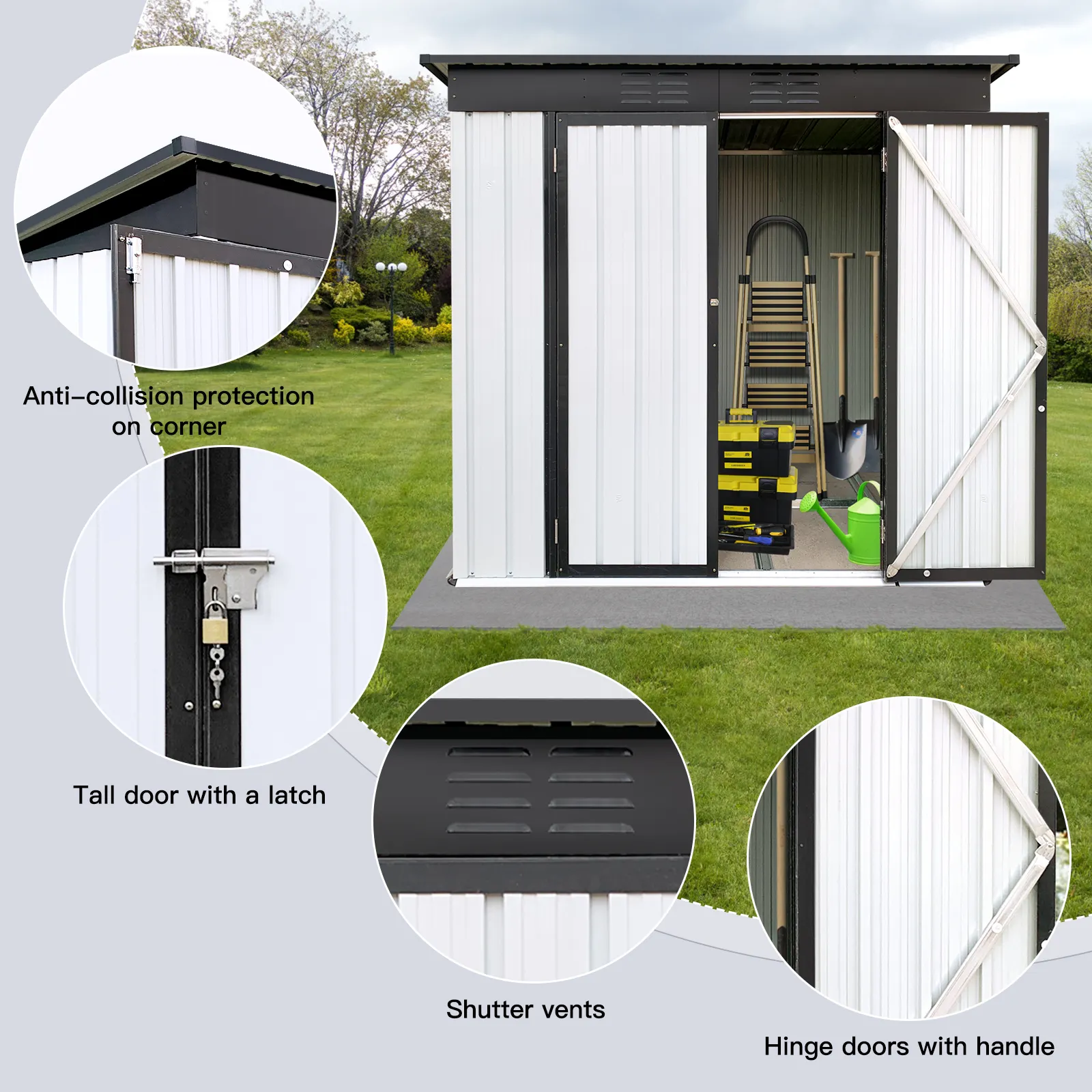 White Black Garden Supplies Outdoor Plastic Storage Sheds Storage Outdoor for Lawn Garden Supplies