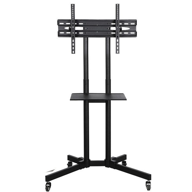 Yaheetech Adjustable Modern Mobile Tv Stand Tv Cart Black