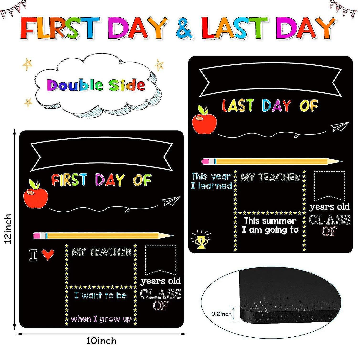 First Day Of School Board，25 X 30cm Double Sided Back To School Sign，reusable 1st Day Of Preschool/