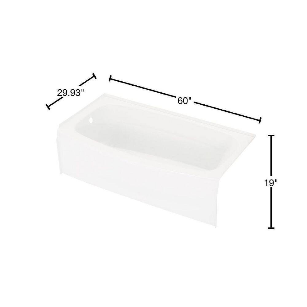 Delta Classic 400 Curve 60 in. x 30 in. Soaking Bathtub with Left Drain in High Gloss White 40114L