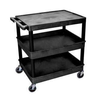 Luxor TC 32 in. 3-Shelf Utility Cart in Black TC211-B