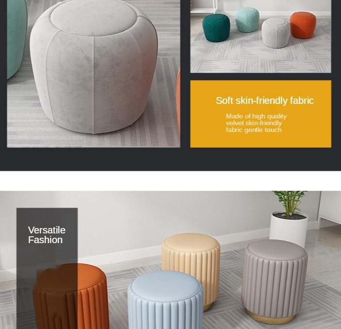 Nordic Makeup Stool Made of Leather   Contemporary   Footstools And Ottomans   by Miron Demid LLC  Houzz