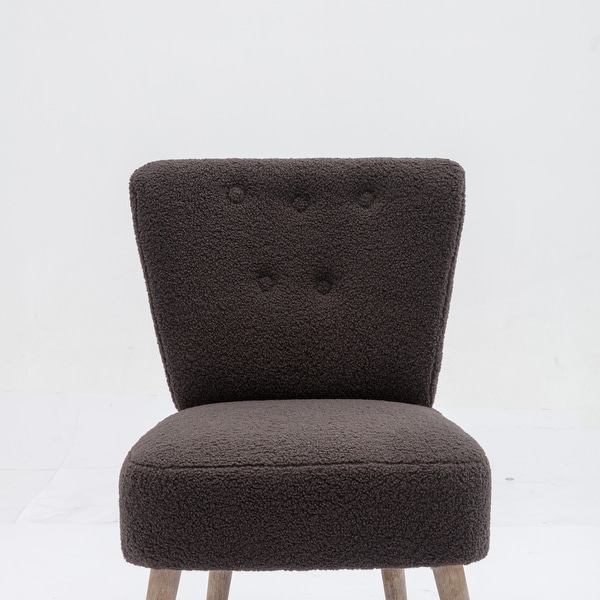 Kata Tufted Back Fabric Farmhouse Slipper Chair With Black Metal Legs