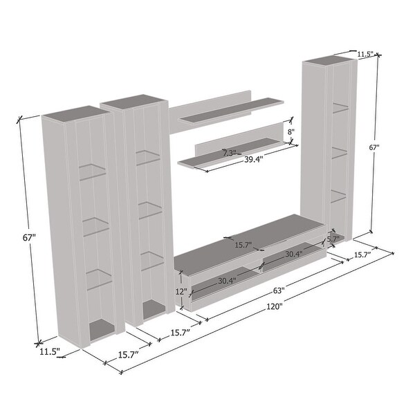 Fly CD2 34TV Wall Mounted Floating Modern Entertainment Center