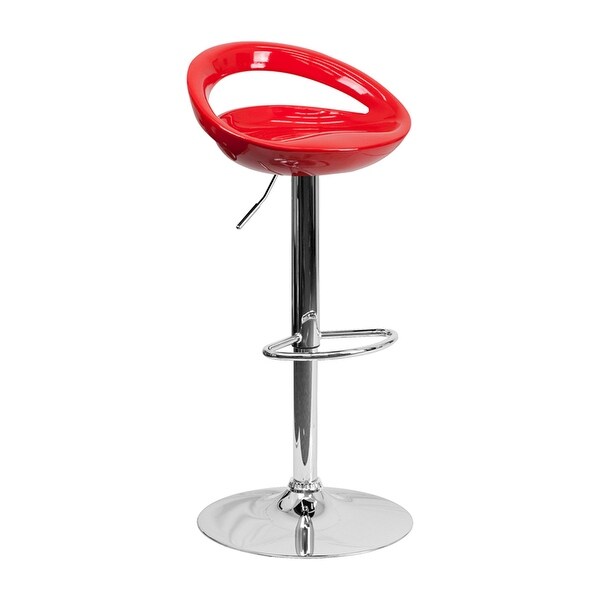 Contemporary Plastic Adjustable Height Bar Stool With Chrome Base