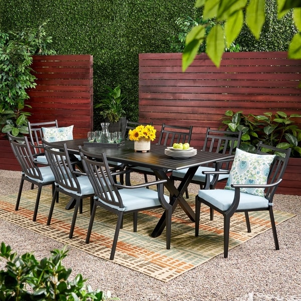 Delmar 9piece Outdoor Dining Set with Expandable Table by Christopher Knight Home