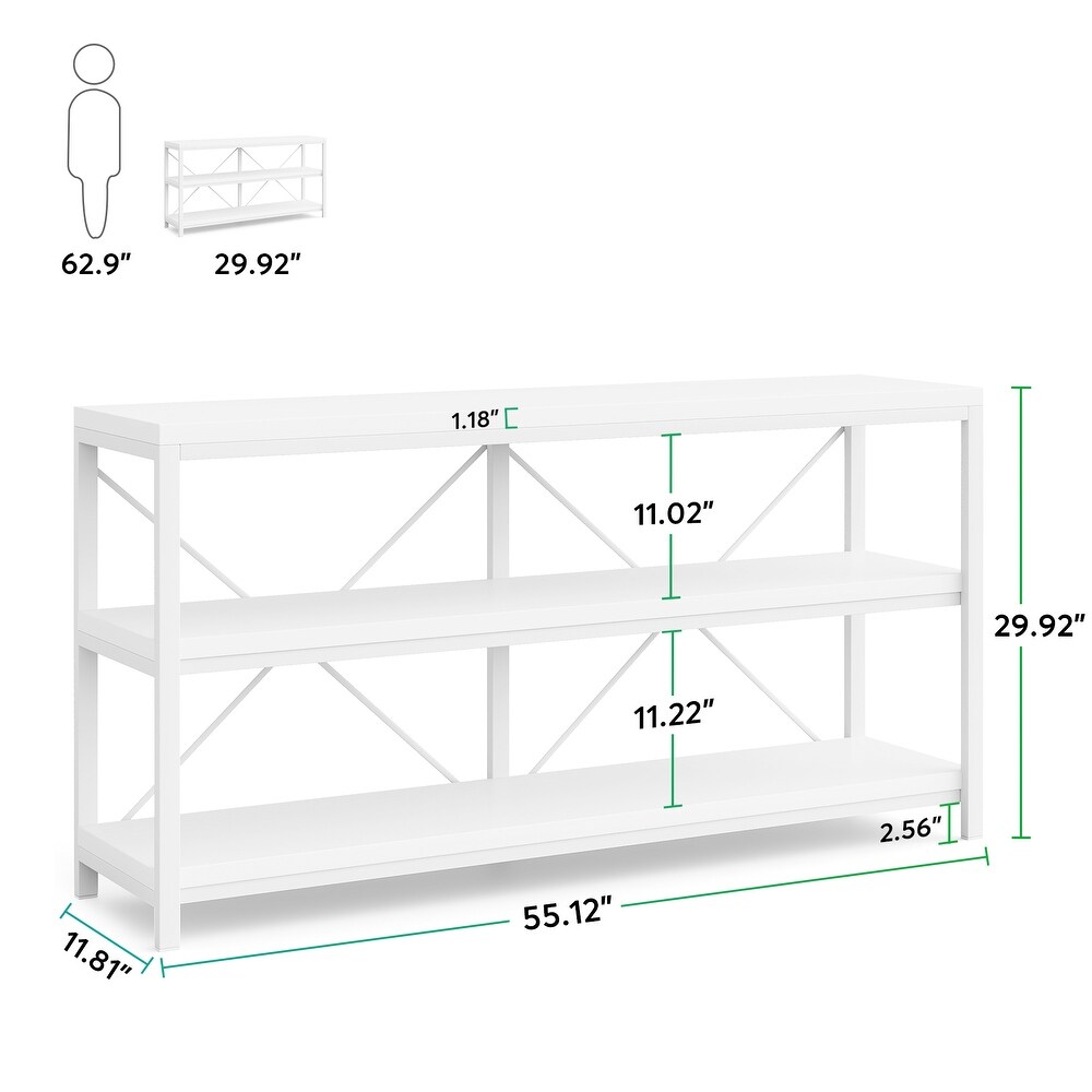 Rustic Console Sofa Table  3 Tiers Industrial Narrow Long Sofa Table