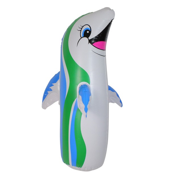 Inflatable Dolphin Toy Pool And Spa Accessory Blue white