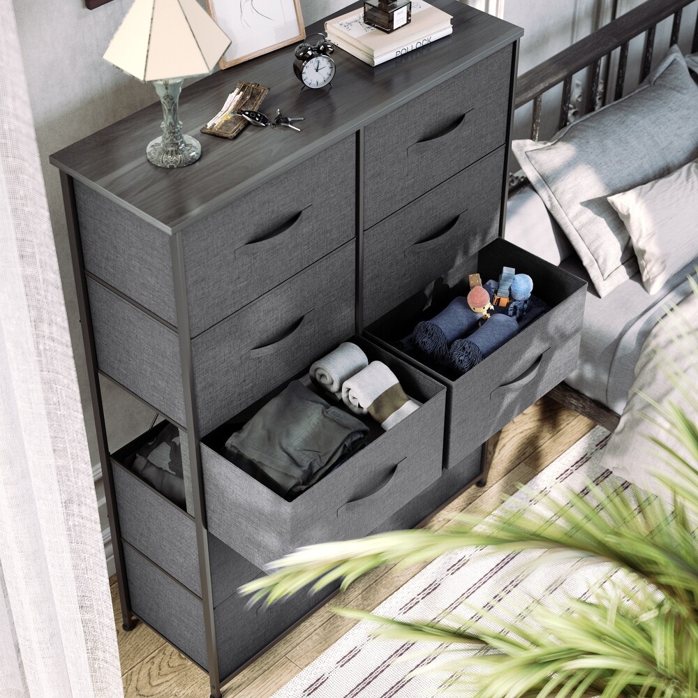 Modern 10 Drawer Dresser Fabric Storage Tower