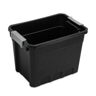 Sterilite 7.5 gal. Rugged Industrial Storage Totes with Latch Lid in Black (6-Pack) 6 x 14839006