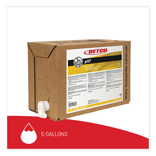 Betco pH7 Floor Cleaner | Lemon Scent， 5 gal Bag-in-Box， 4