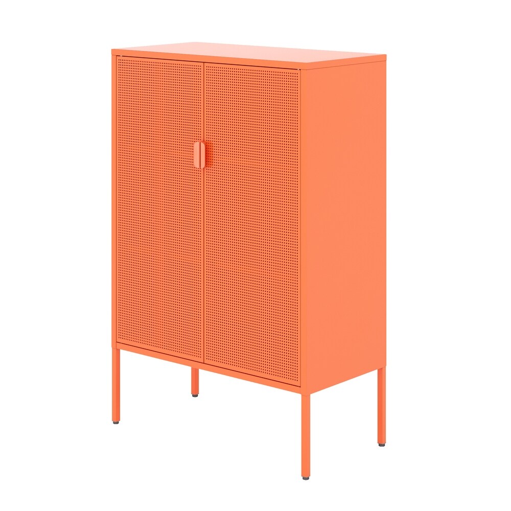 2 Door Metal Accent Storage Cabinet Adjustable Shelves Steel Cabinets