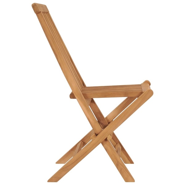 vidaXL Patio Folding Chairs Camping Garden Chair with Backrest Solid Wood Teak