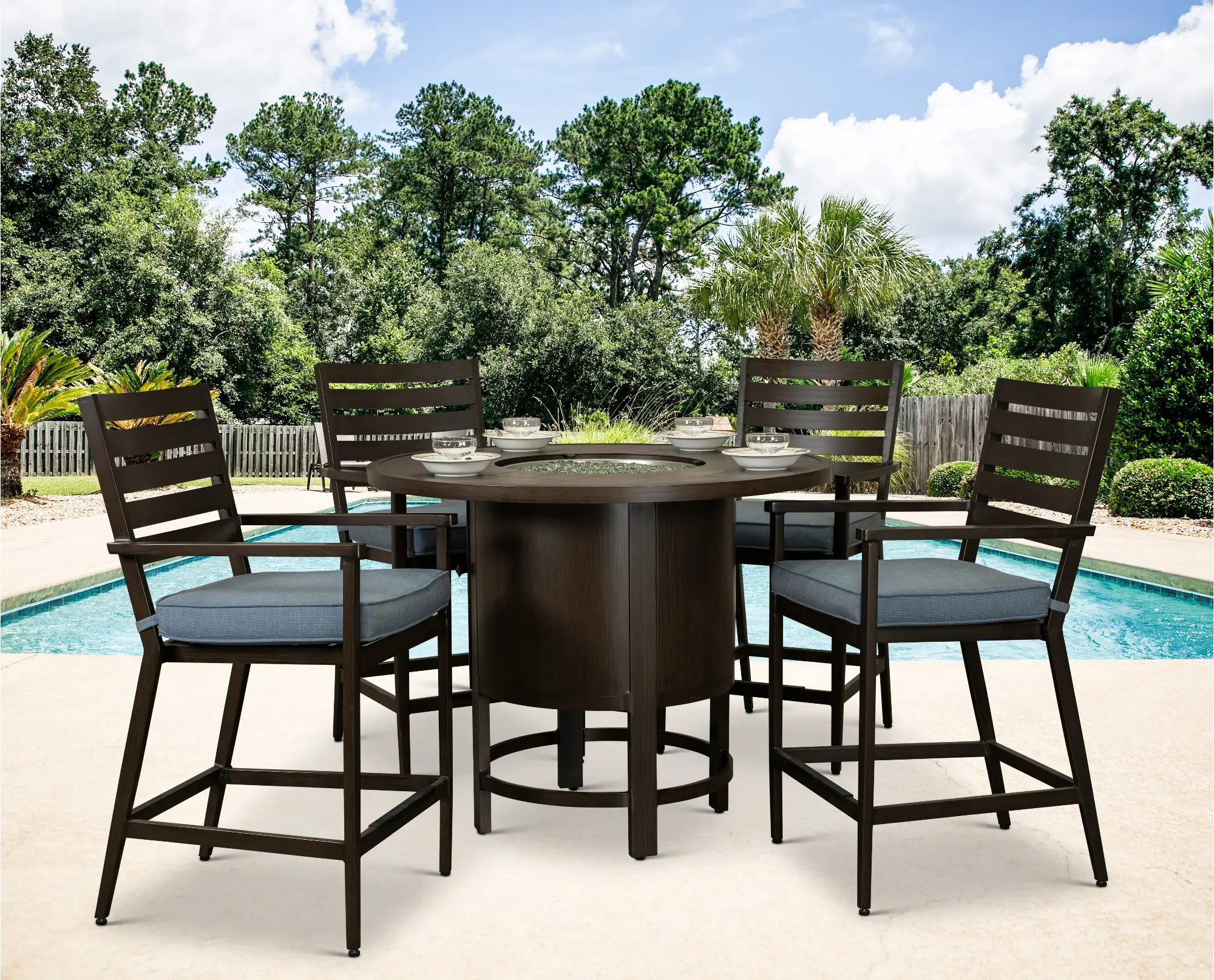 Adeline Round Fire Pit Dining Table