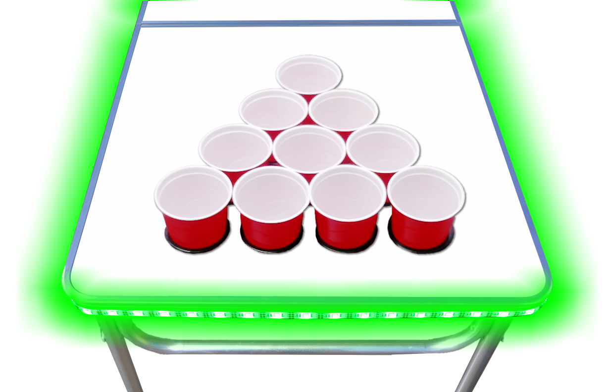 8-Foot Professional Beer Pong Table w/ Cup Holes &amp; LED Glow Lights - Dry Erase Edition