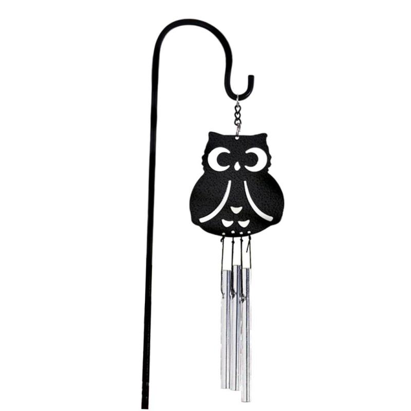 Metal Bell Tube Wind Chimes Stake Garden Flowerpot Bonsai Decor Owl