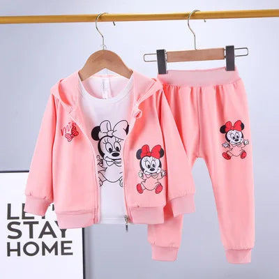 Baby Girls Boys Mickey Minnie Clothing Sets Spring Autumn Kids Outfits Hoodie+T-shirt+Pants Tracksuit Children Sport Suit