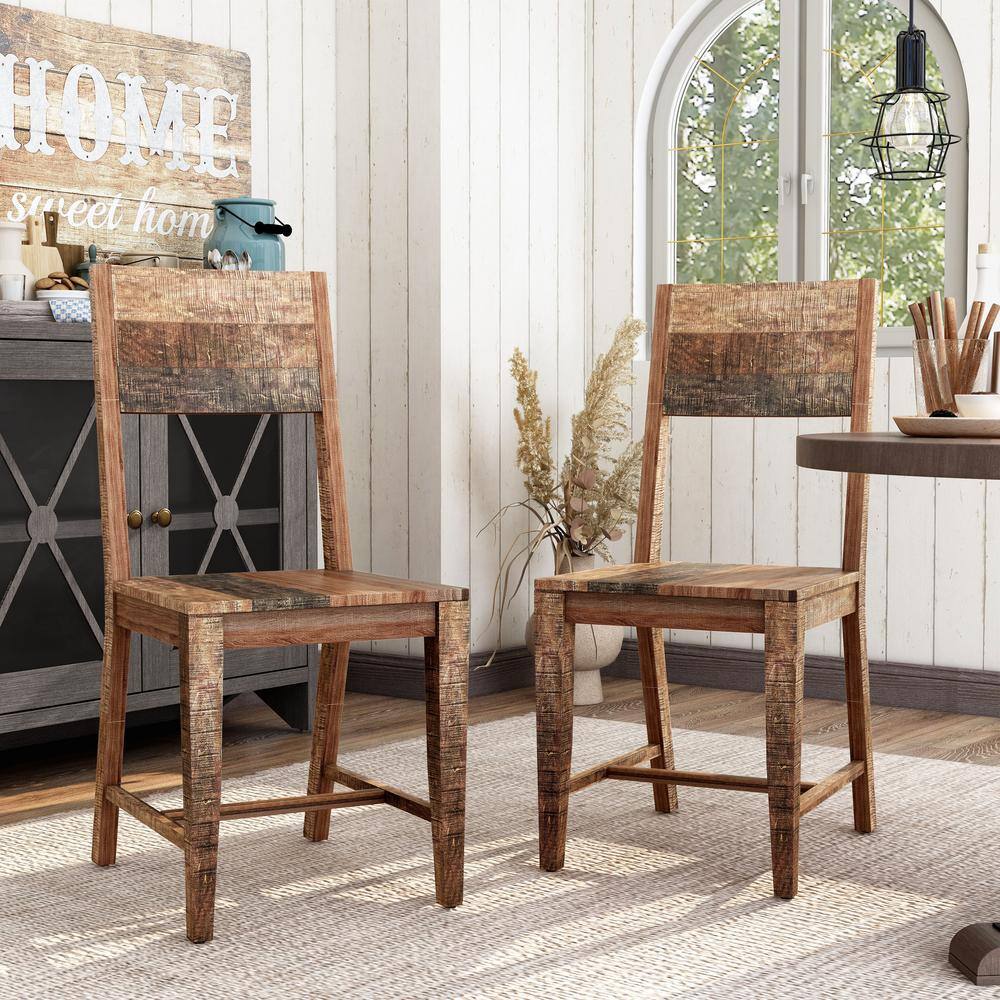 Furniture of America Sunniva Natural Solid Mango Wood Dining Side Chair (Set of 2) IDF-51030