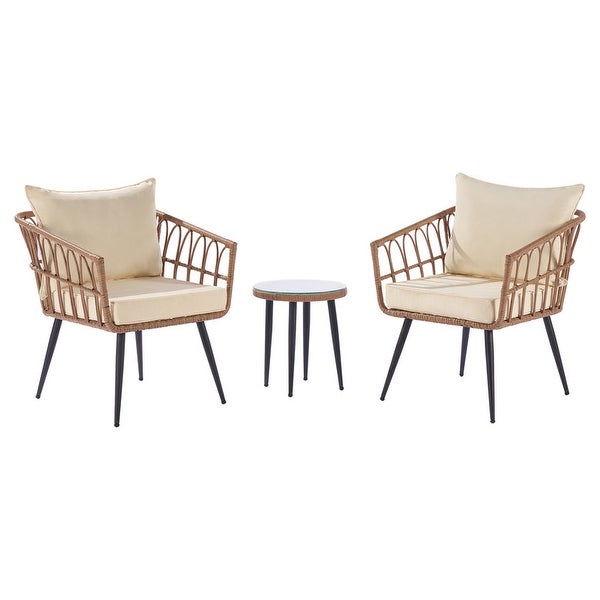 3 Piece Outdoor Garden Patio Bistro set with Side Table - Overstock - 37422065