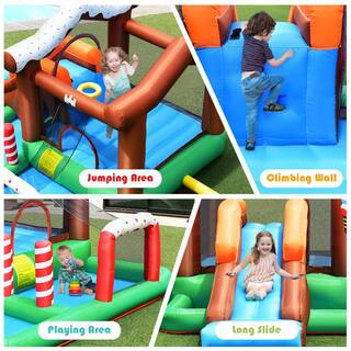 HONEY JOY Snow Bounce House Inflatable Bouncer Jump Climbing Slide with BallPit and tunnel TOPB003232