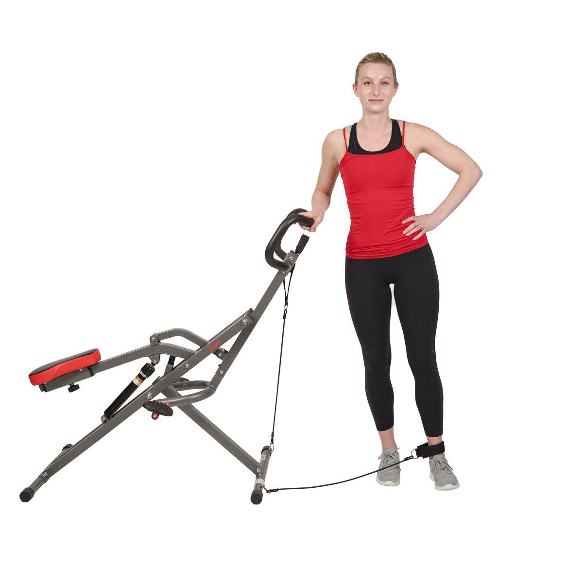 Sunny Health and Fitness Row-N-Ride PRO Squat Assist Trainer for Full Glute， Thigh， and Leg Workouts， SF-A020052