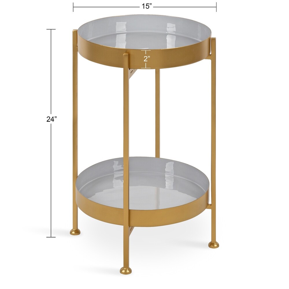 Kate and Laurel Nira Two Tiered Metal Side Table   15x15x24