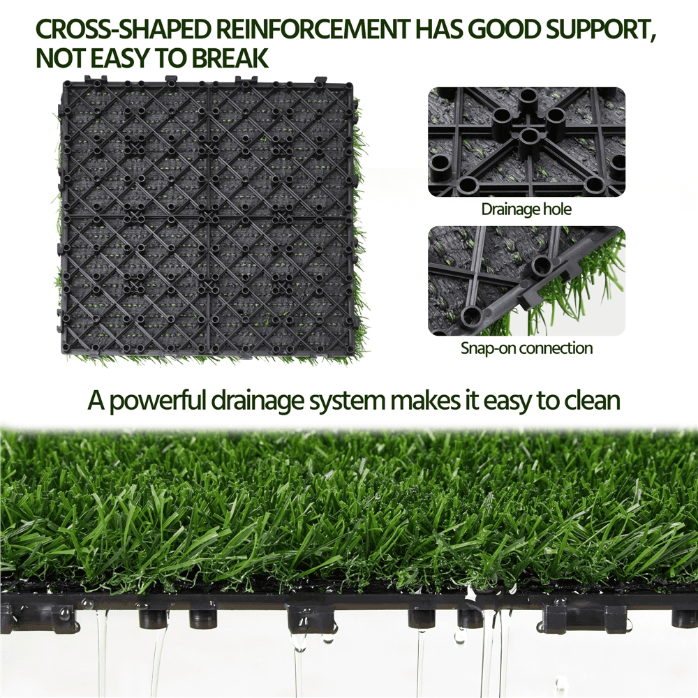 Topeakmart 27pcs Artificial Grass Interlocking Turf Tile Indoor/Outdoor, 12