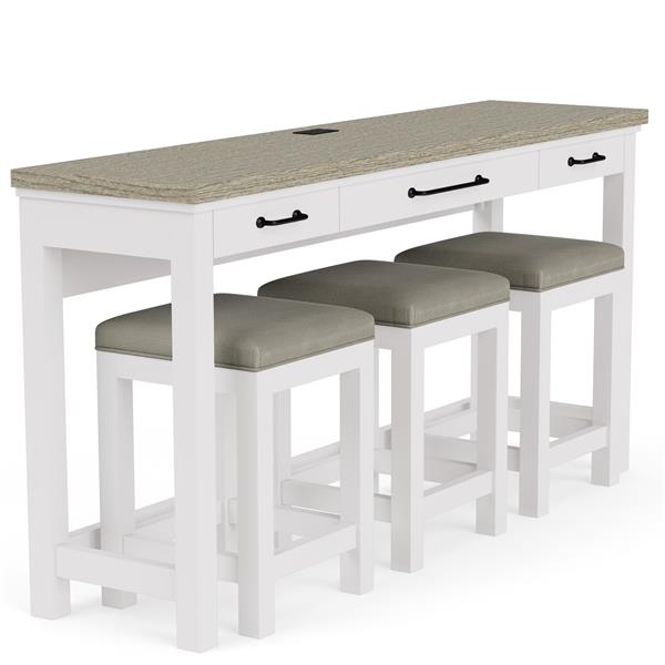 Napa White Multi-Use Console Table + 3 Stools Set