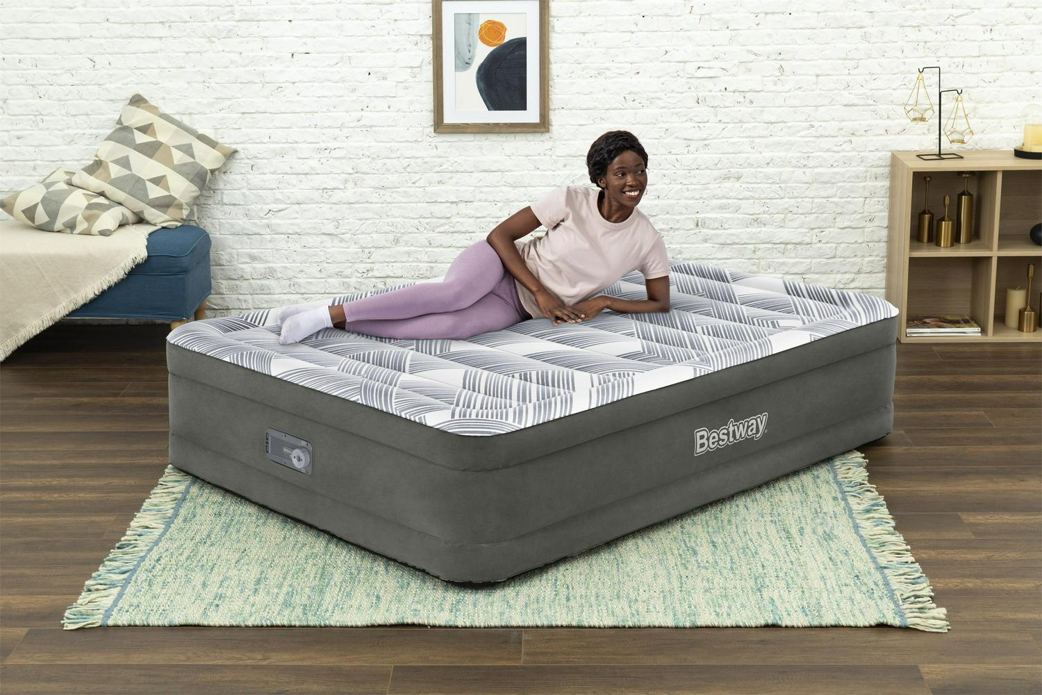 Bestway Deco Graphite 18 Queen Air Mattress with Built-in Pump