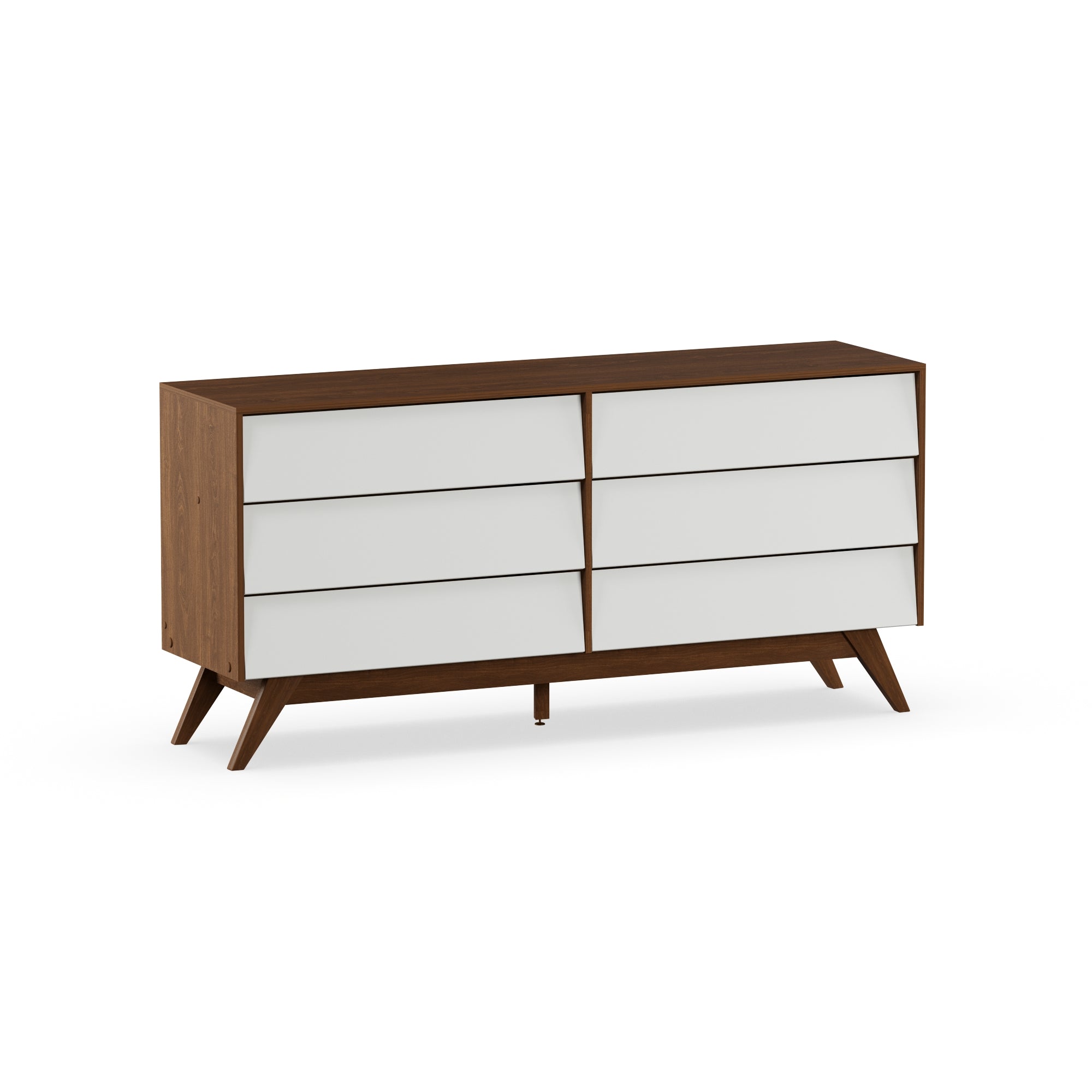 Halfrida Modern White and Walnut Wood 6-Drawer Dresser by Bellamy Studios