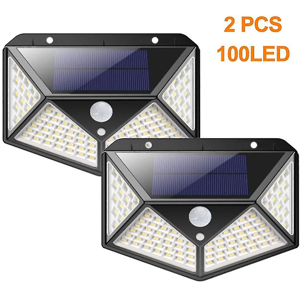 2 Pieces Of Solar Lamps For Outside， 100 Led Super Bright Solar Lamp Outside 800 Lumens 3 Modes Solar Wall Lamp Waterproof Solar Outside Lamp For Gard