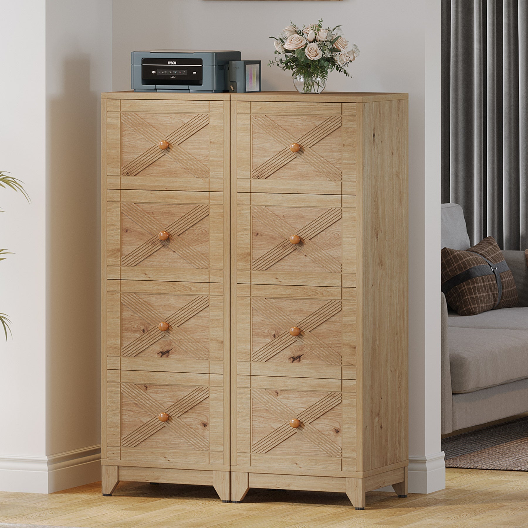 4-Drawer File Cabinet, Vertical Wood Filing Cabinet