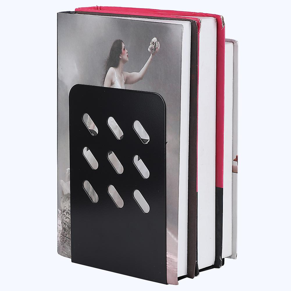 1pair Simple Style Black Book Stand Metal Bookends For School Home Table Decor(9 Lattice)