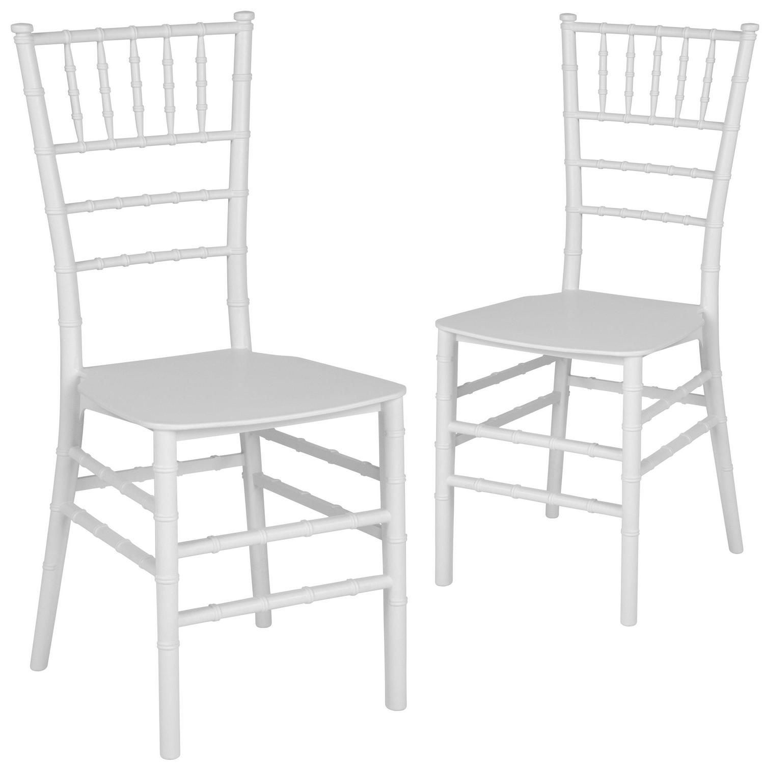 Flash Furniture 2 Pack HERCULES Series White Resin Stacking Chiavari Chair