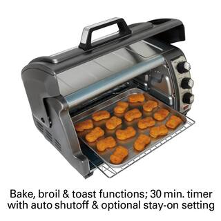 Hamilton Beach Easy Reach 1400 W 6-Slice Gray Convection Toaster Oven with Built-In Timer 31126D