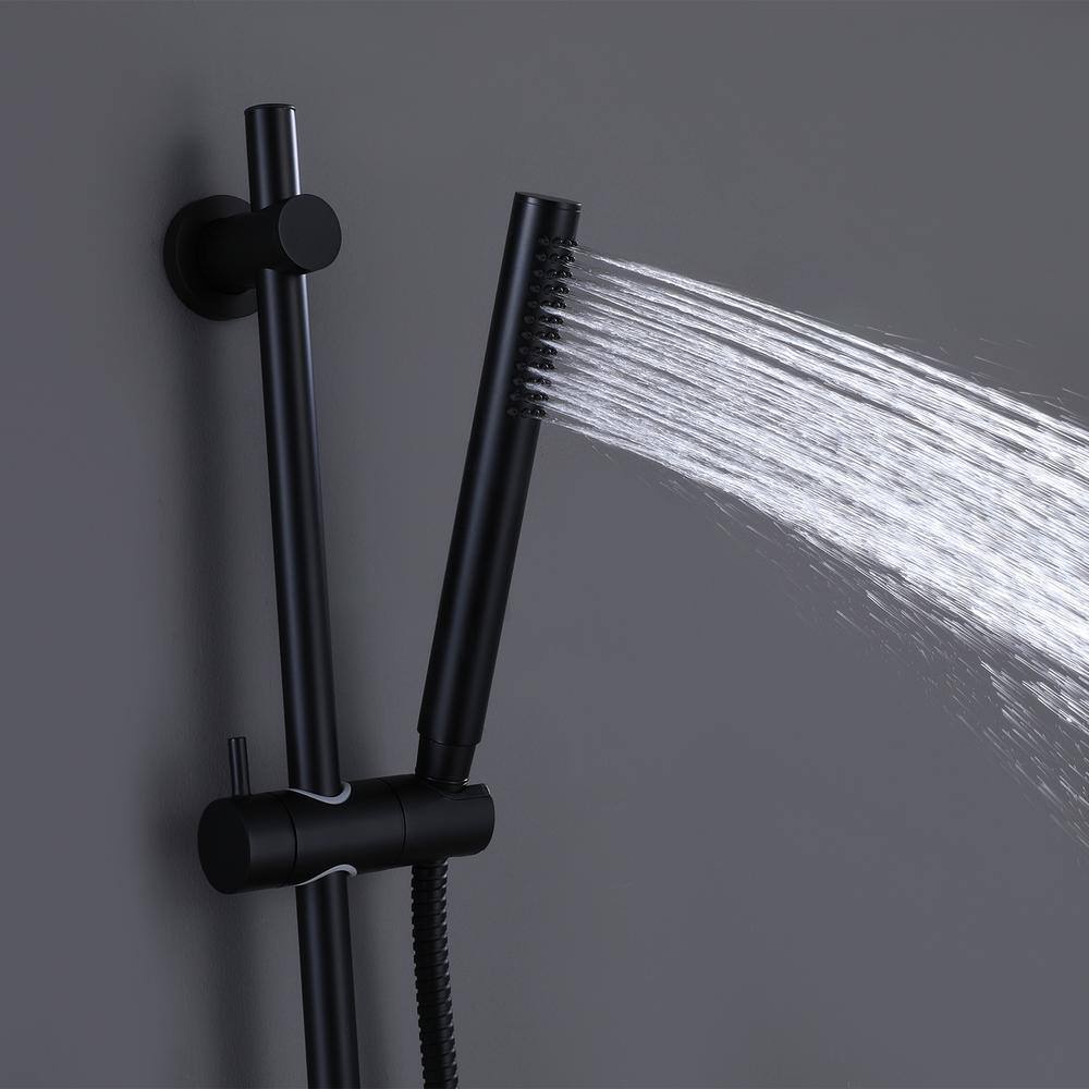 Fapully Wall Mount Handheld Shower Head with Adjustable Slide Bar in Matte Black HSJ-0012B