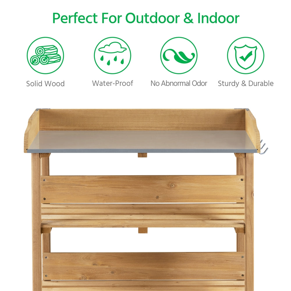 Topeakmart Wood Fir, Plastic and Metal Potting Bench