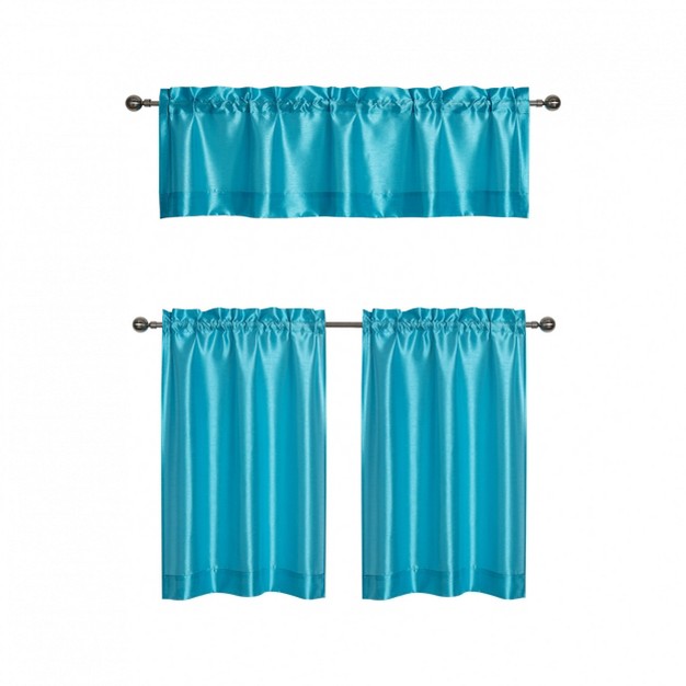 Kate Aurora Parisian Living Complete 3 Piece Lightweight Sheer Cafe Kitchen Curtain Tier amp Valance Set