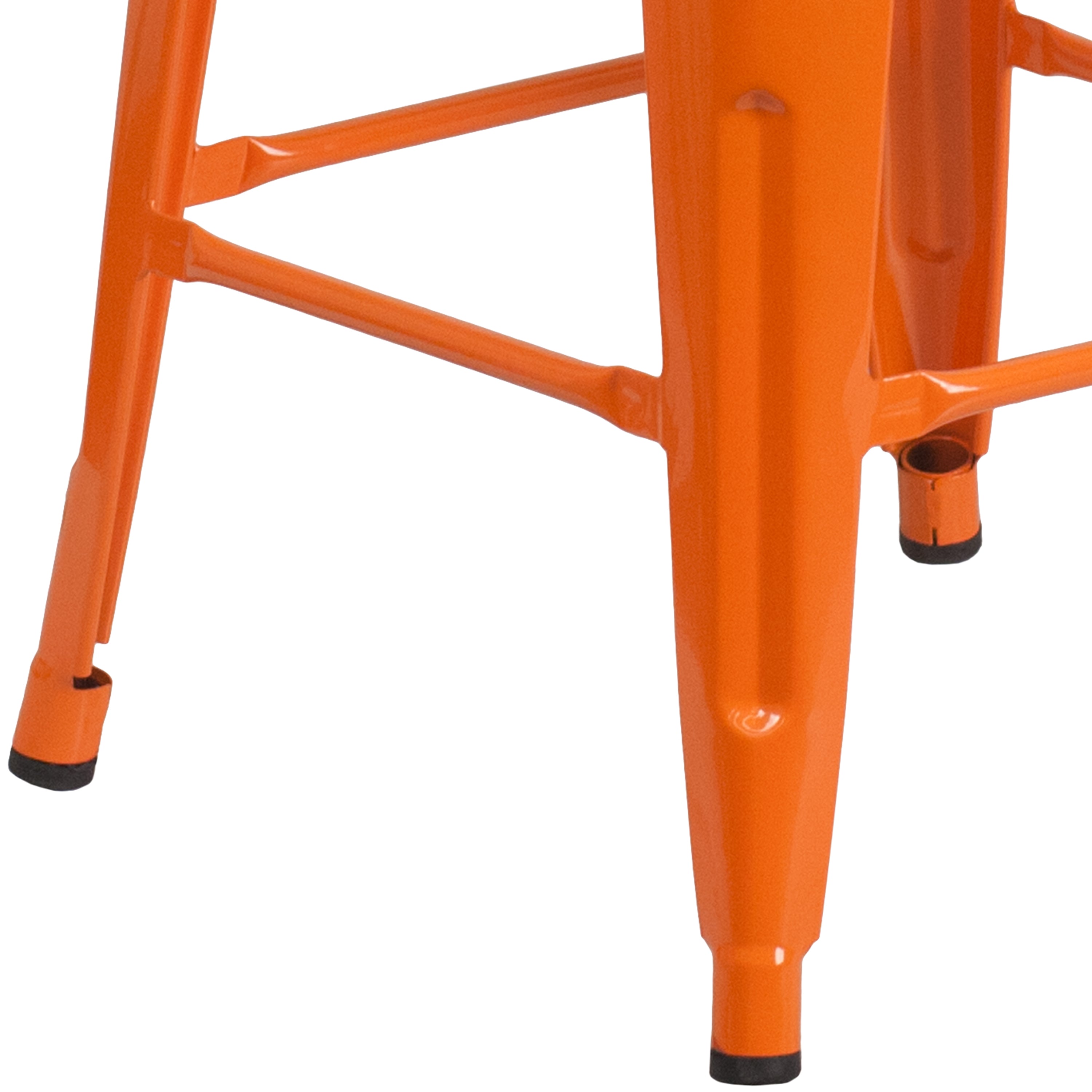 BizChair 30 High Backless Orange Metal Barstool with Square Wood Seat