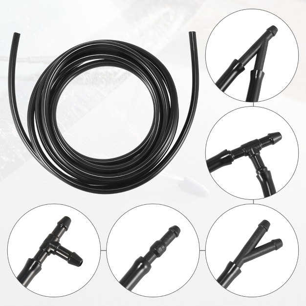 Unique Bargains Front Windshield Washer Hose Kit Fit For Dodge Nitro With Washer Fluid Hose 3 Meter Black Pack Of 15 With 12 Pcs Hose Connectors