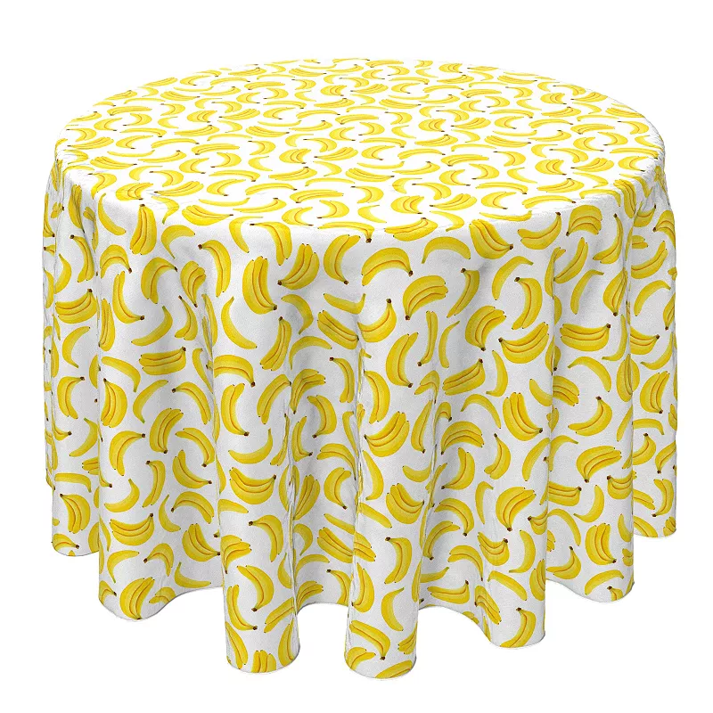 Round Tablecloth， 100% Cotton， 60 Round， Bunches of Bananas