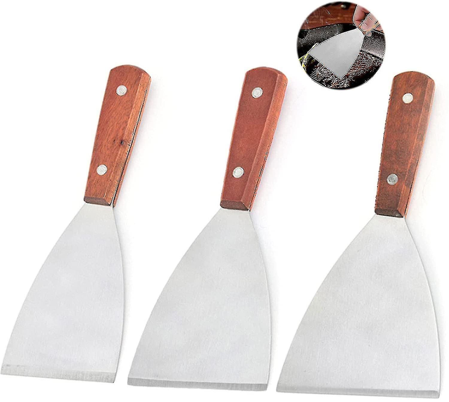 Plancha Spatula Barbecue Spatula Stainless Steel Flat Spatula Spatula With Wooden   Plancha Utensils Stainless Steel Spatula Kitchen Spatula Set