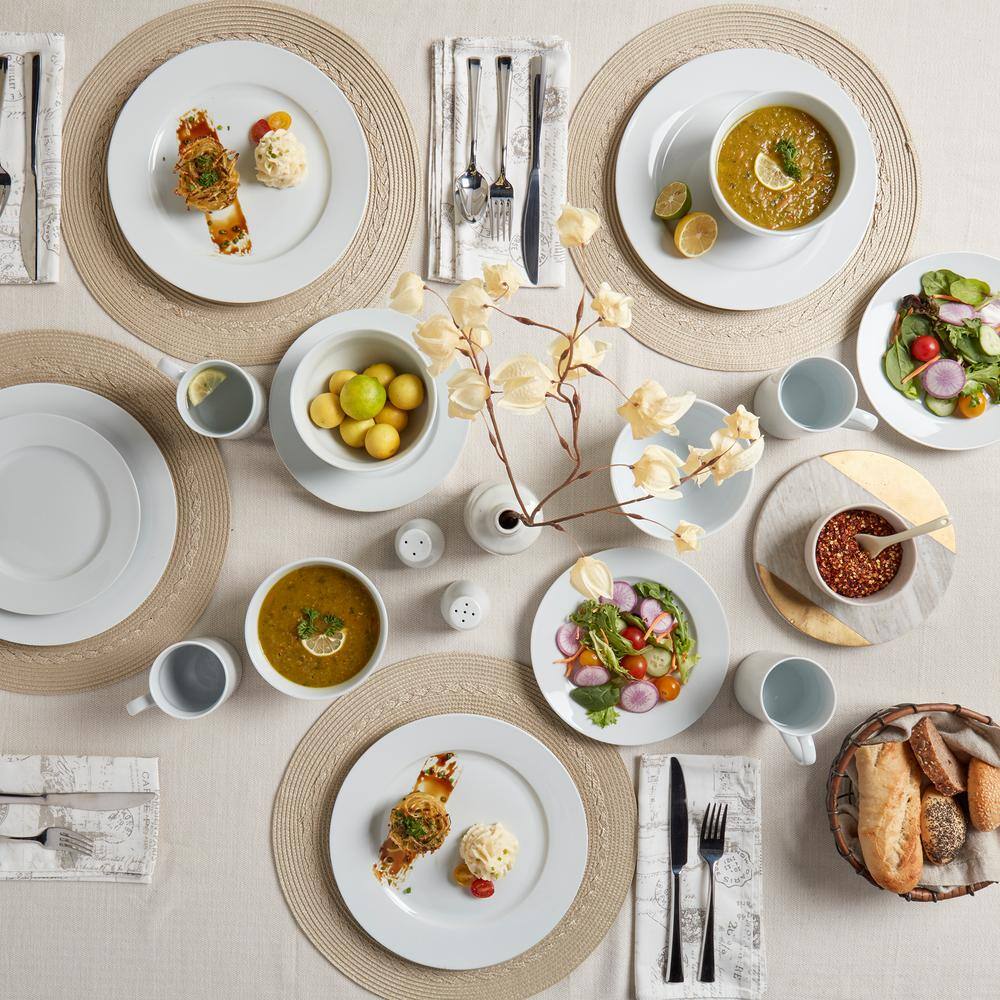 Tabletops Gallery 16-Piece Casual White Ceramic Dinnerware Set (Service for 4) TTU-U3680-EC