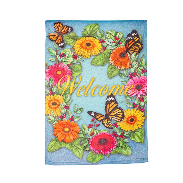 Gerbera Butterflies Suede Garden Flag