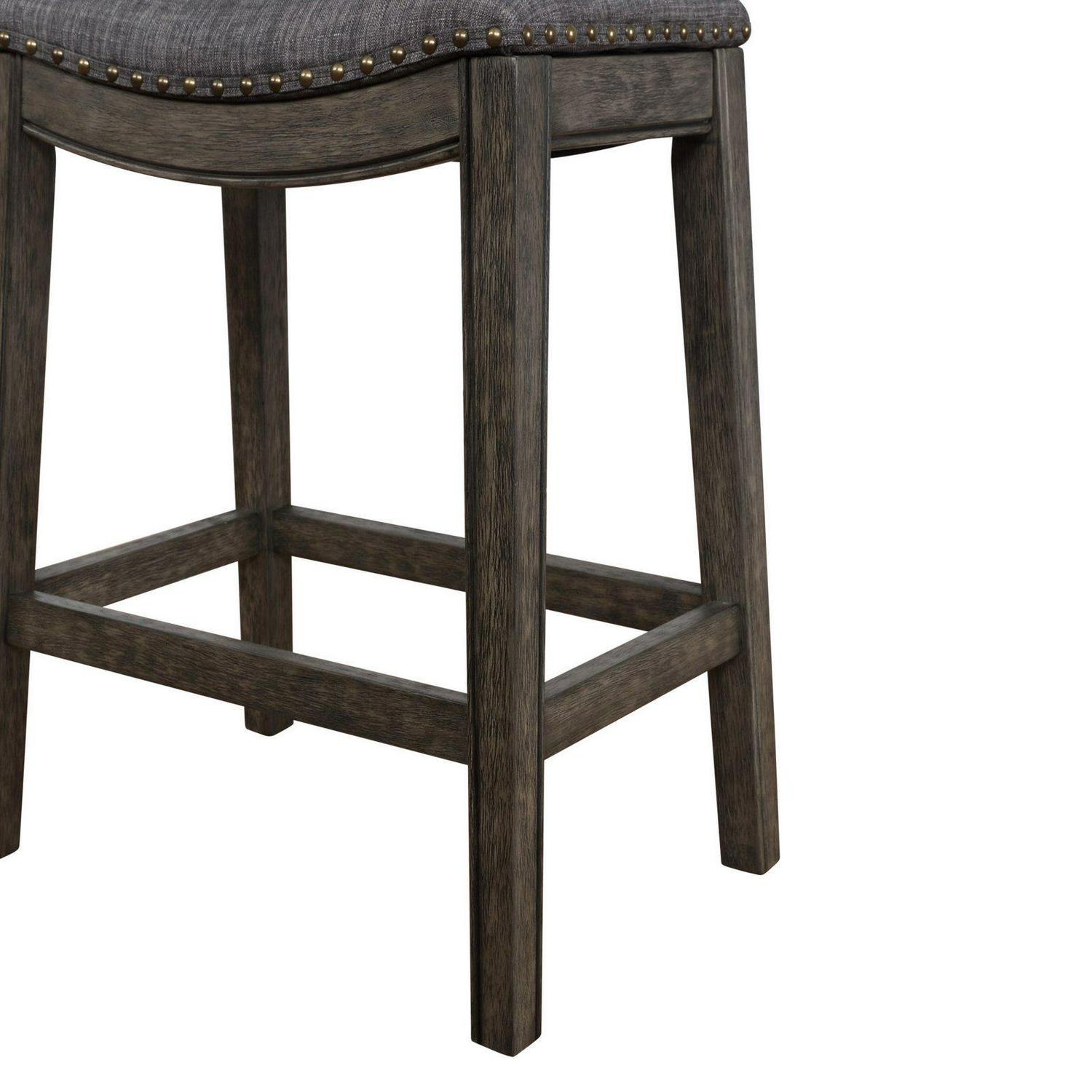 Roundhill Furniture Maroni Upholstered Saddle Counter Stool With Nailhead Trim  Set of 2