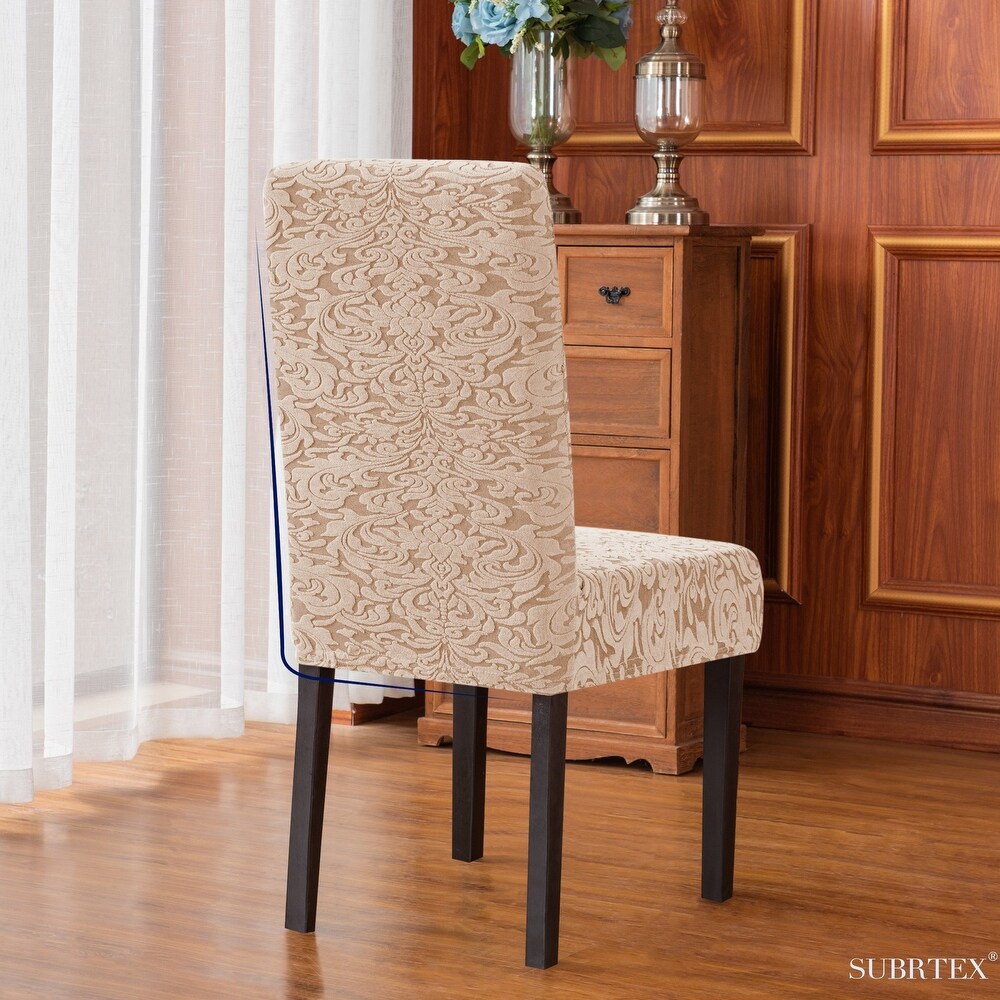 Subrtex Set of 2 Stretch Dining Chair Cover Jacquard Damask Slipcovers