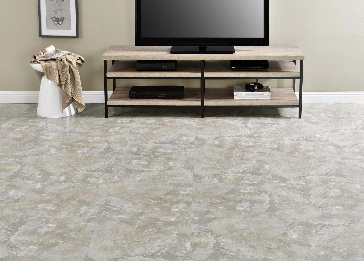 Achim Majestic 18 x18 2.0mm Peel and Stick Vinyl Floor Tiles 10 Tiles/22.5 Sq. Ft. Light Gray Slate Flooring Materials