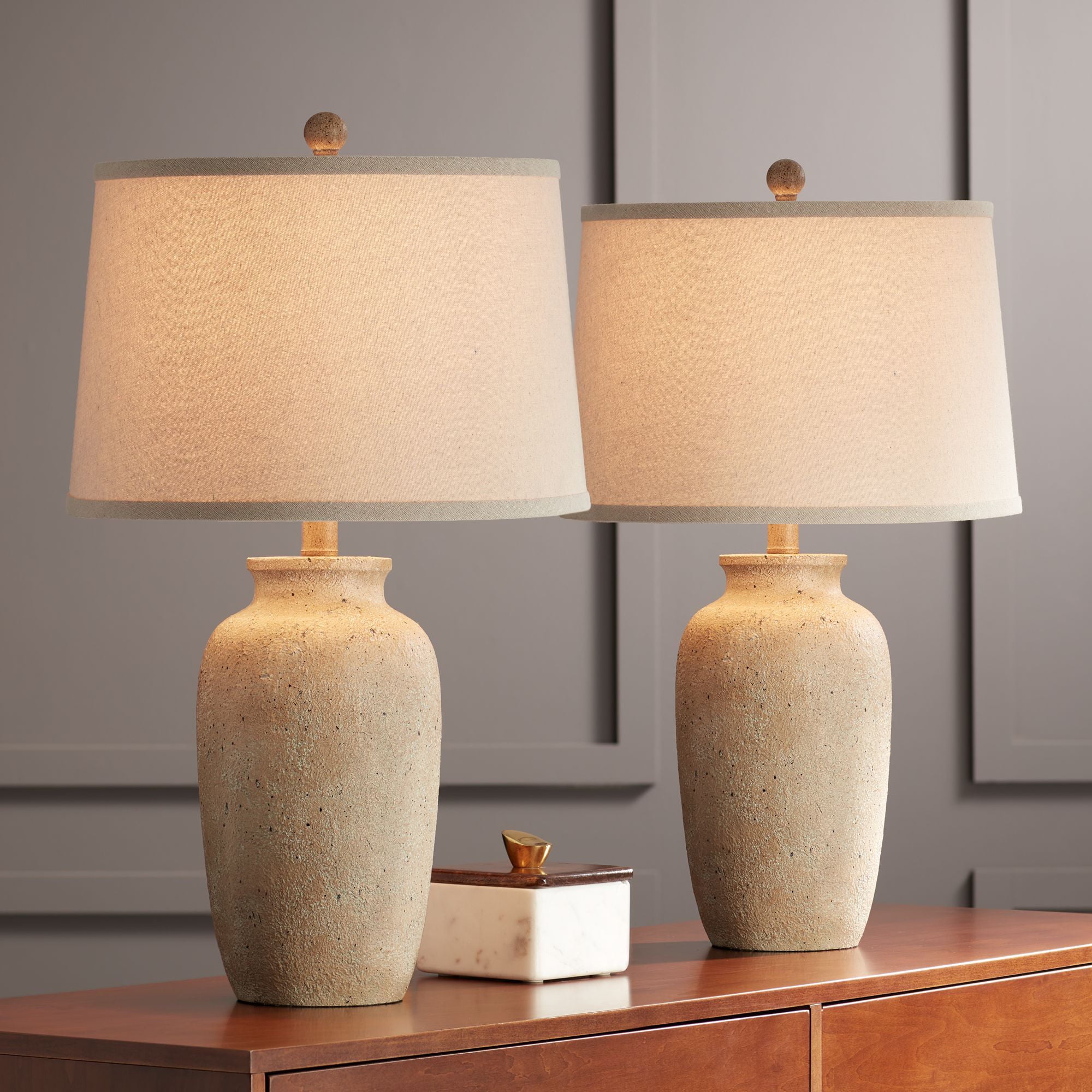 Regency Hill Rustic Farmhouse Table Lamps Set of 2 25 1/2