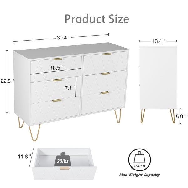 6 Drawer Dresser Drawer Chest Tall Storage Cabinet Organizer Unit Bedroom Living Room - - 37316170