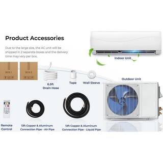 Gymax 12000BTU 20 SEER2 115V Split Air Conditioner  Heater Remote Control  Installation Kit GYMHD0130